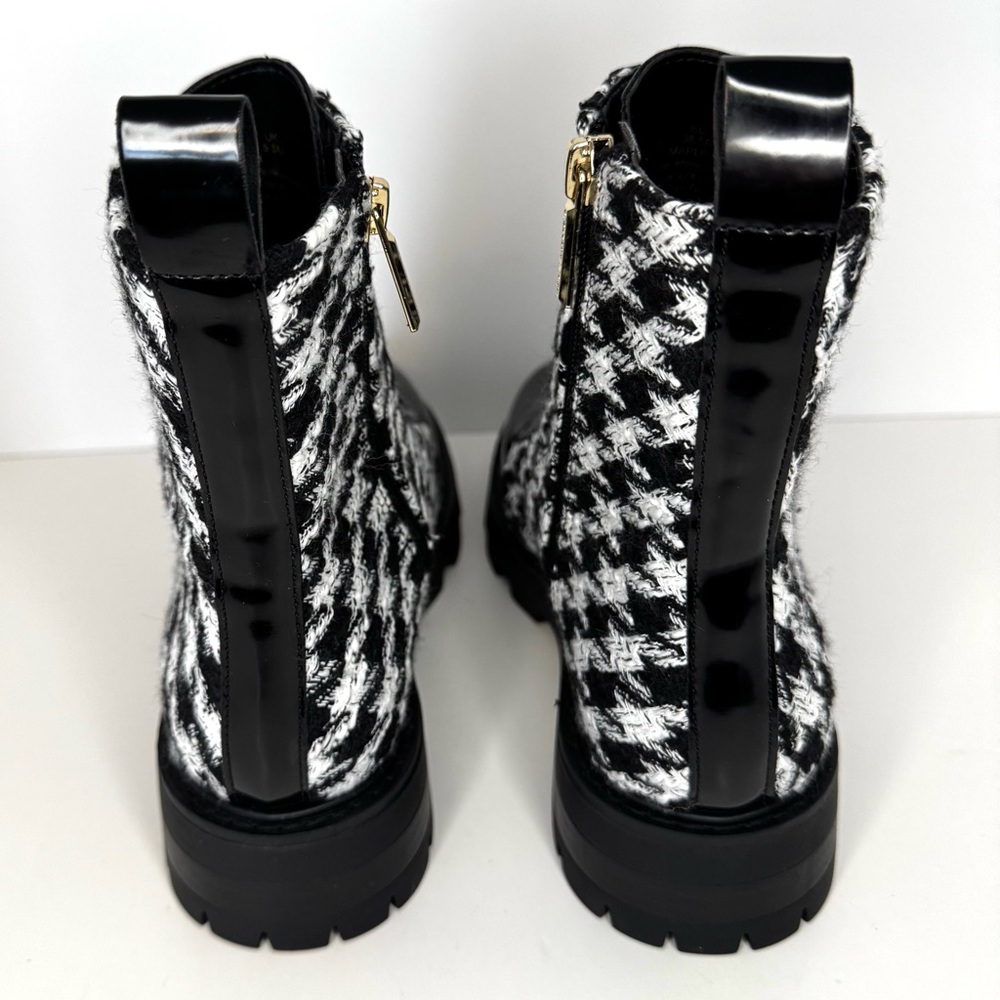 New Karl Lagerfeld Mela Tweed Black/White Combat Boots - Picture 6 of 12